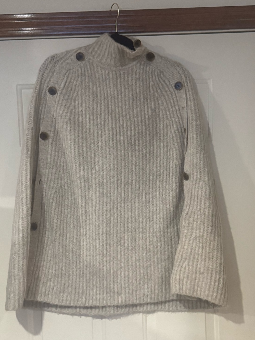 Cozy Knit Button-Accent Sweater Poncho